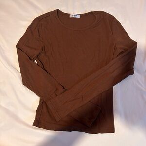 BASIC WOMEN BROWN LONG SLEEVE TOP